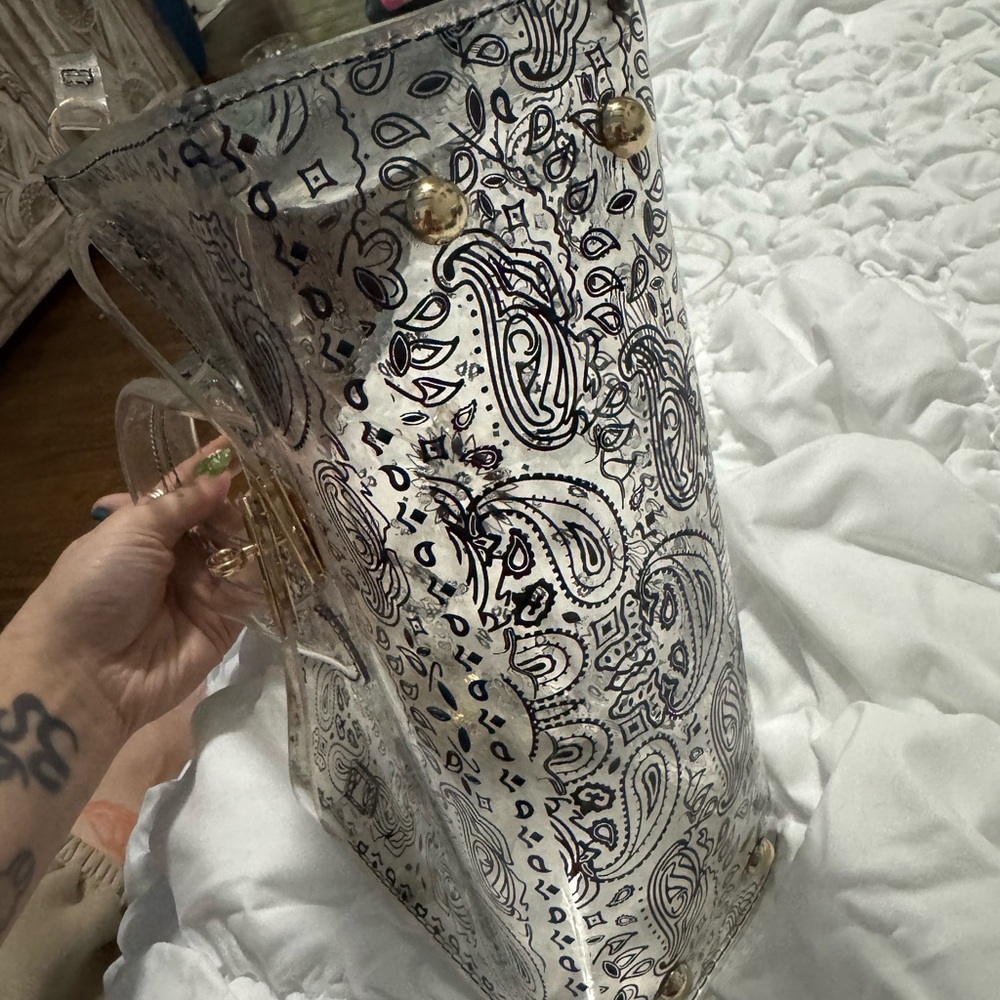 Clear Transparent Paisley Print Shoulder Bag NEW - Picture 8 of 12